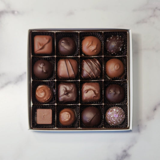 16 piece popular assortment in milk and dark chocolate