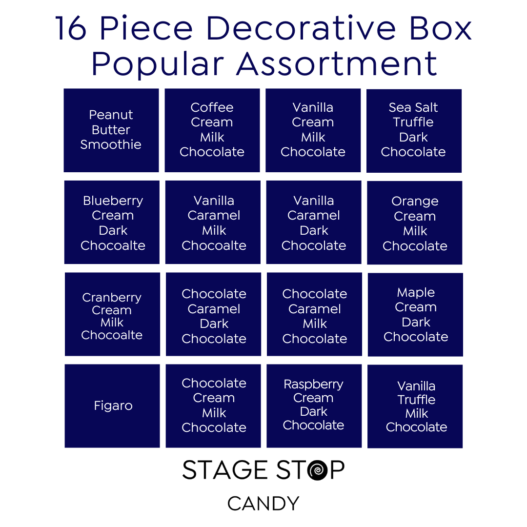 16 piece decorative box popular assortment flavor guide