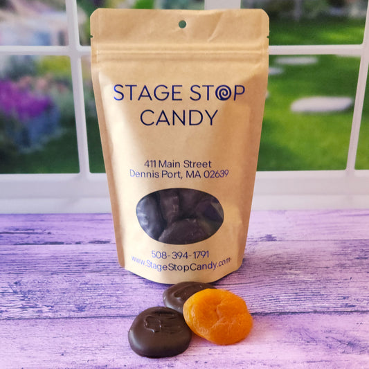Apricots Dipped in Dark Chocolate! Packed in a convenient 7 ounce bag.