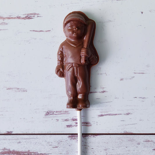 The perfect gift to celebrate a game well played. This Chocolate lollipop is in the shape of a baseball player.
