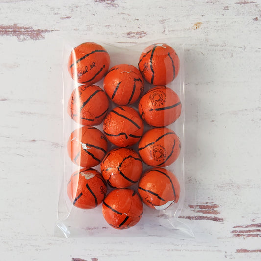 Foiled milk chocolate basketballs