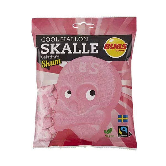 Pink gummi Skull package with BUBS branding on a white background