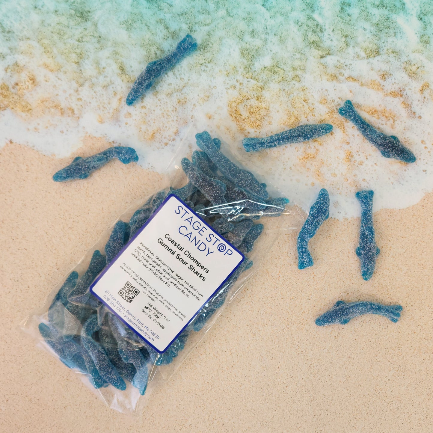 Make waves with Coastal Chompers – Sour Gummi Sharks, a fin-tastic treat packed with fruity flavor and just the right sour zing! Each 6 oz bag is loaded with bright blue shark-shaped gummies that are as fun to share as they are to snack on. Perfect for party favors, beach day treats, or stocking up your candy jar with something exciting and new.