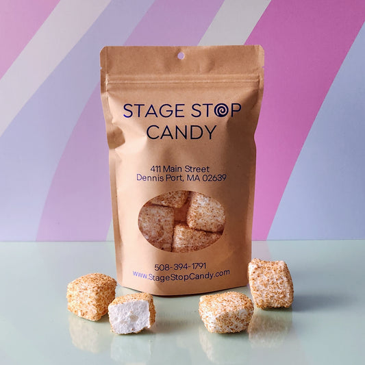 Toasted Coconut Marshmallows freeze dried to create a crunchy crispy tropical treat.