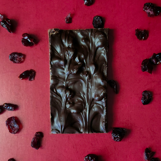 Dried Cranberries mixed in with dark chocolate create the perfect snack.