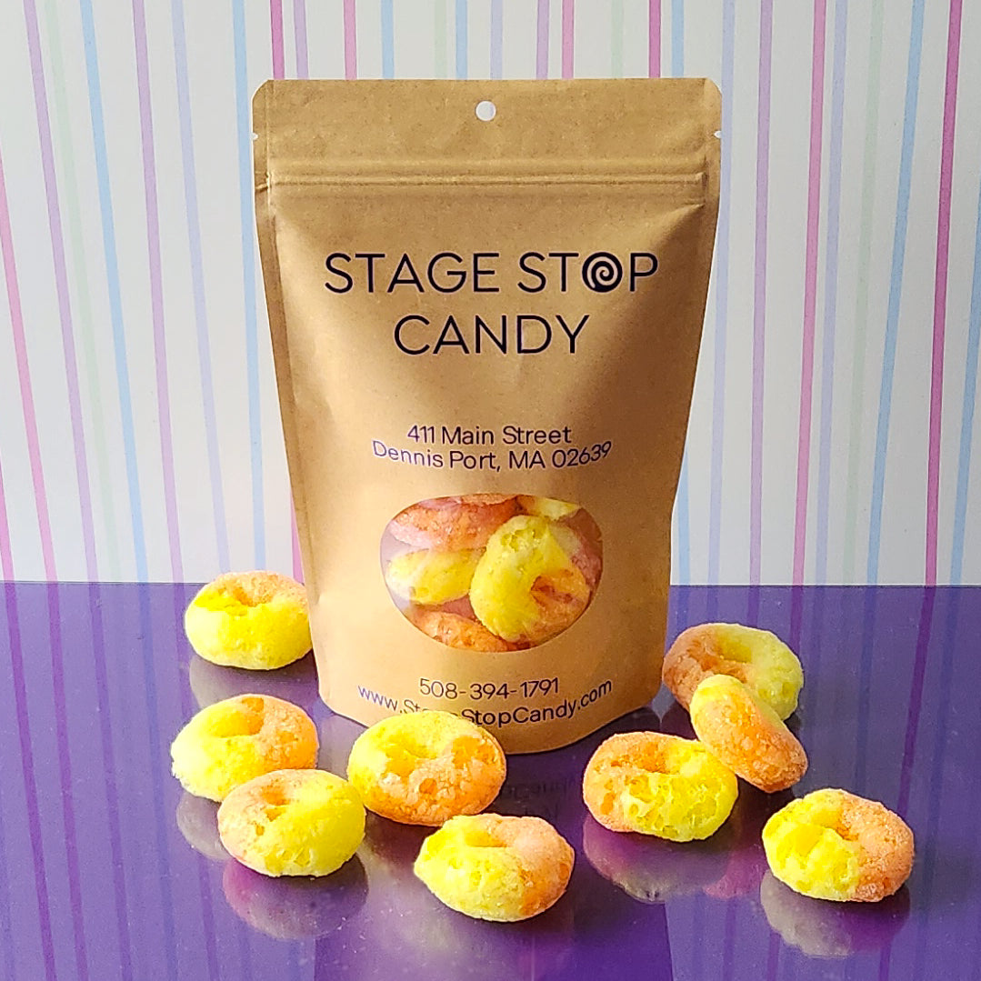 These Freeze Dried Peach Rings are your favorite gummi snack with a twist. What was once chewy is now airy and crunchy!