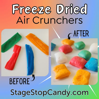 See how the Airheads Candy changes when its Freeze Dried. What started as a chewy candy becomes a light and crunchy candy after the freeze drying process.