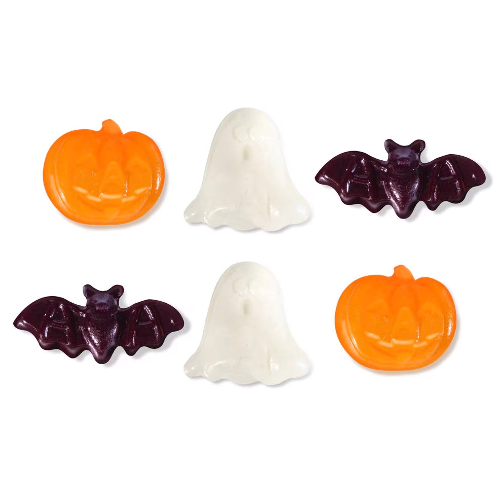 Ghoulish Gummies - Pumpkin, Bat and Ghost Gummies.