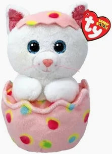 TY Beanie Boos stuffed animal. Giggles the cat in a polka dot easter egg