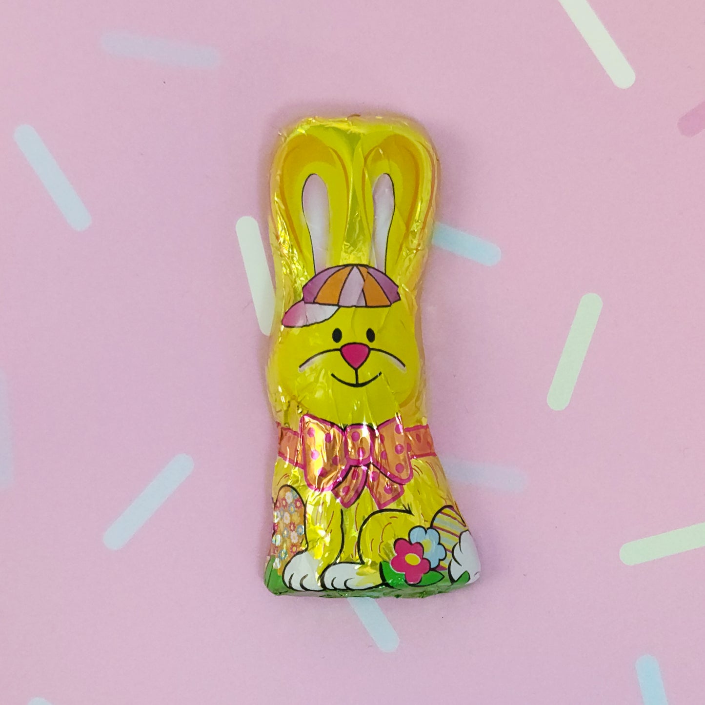 Foiled Milk Chocolate Happy Easter Bunny - Yellow foil