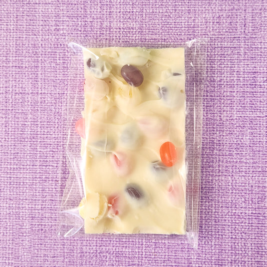 White chocolate jelly bean bark.
