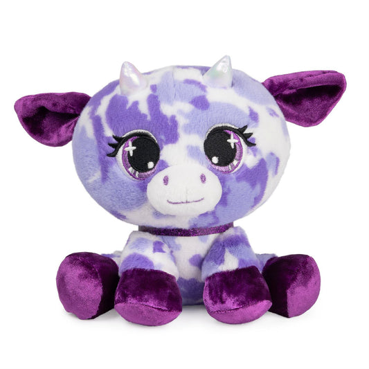 A purple cow ready to be squeeze and loved. This adorable stuffed animal is part of the Gund P.Lushes collection.