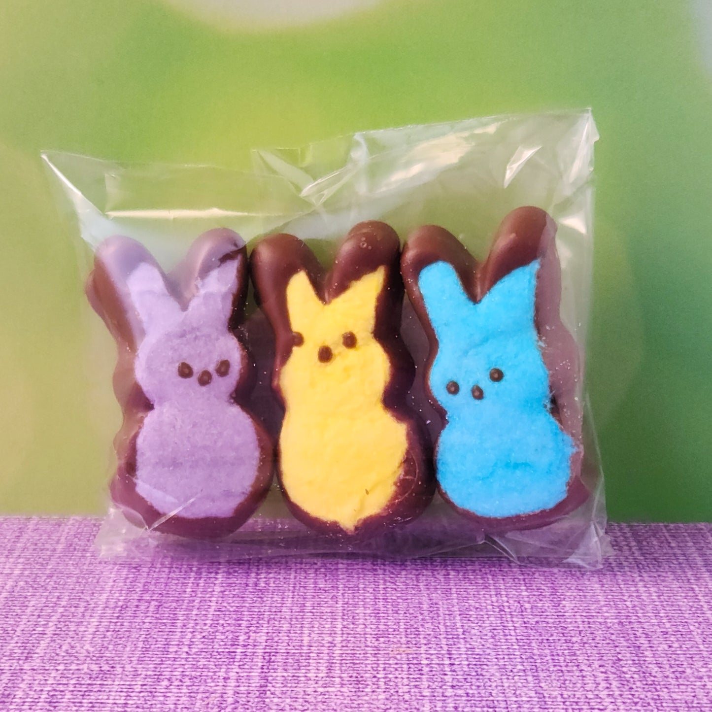 package of 3 Easter peeps dipped in milk chocolate