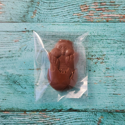 Milk Chocolate Peanut Butter Chick in Egg. This 1.5-ounce treat features a smooth, creamy peanut butter filling wrapped in our rich, velvety milk chocolate. Shaped like an adorable chick nestled inside an egg, it’s the perfect Easter basket treat, springtime snack, or festive gift for peanut butter and chocolate lovers alike