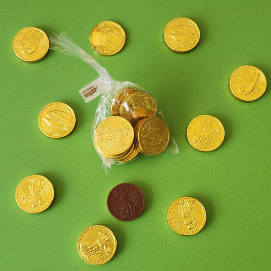 Pirate Coins, Gold Coins, Tooth fairy Money. These milk chocolate foiled coins are just the thing! 