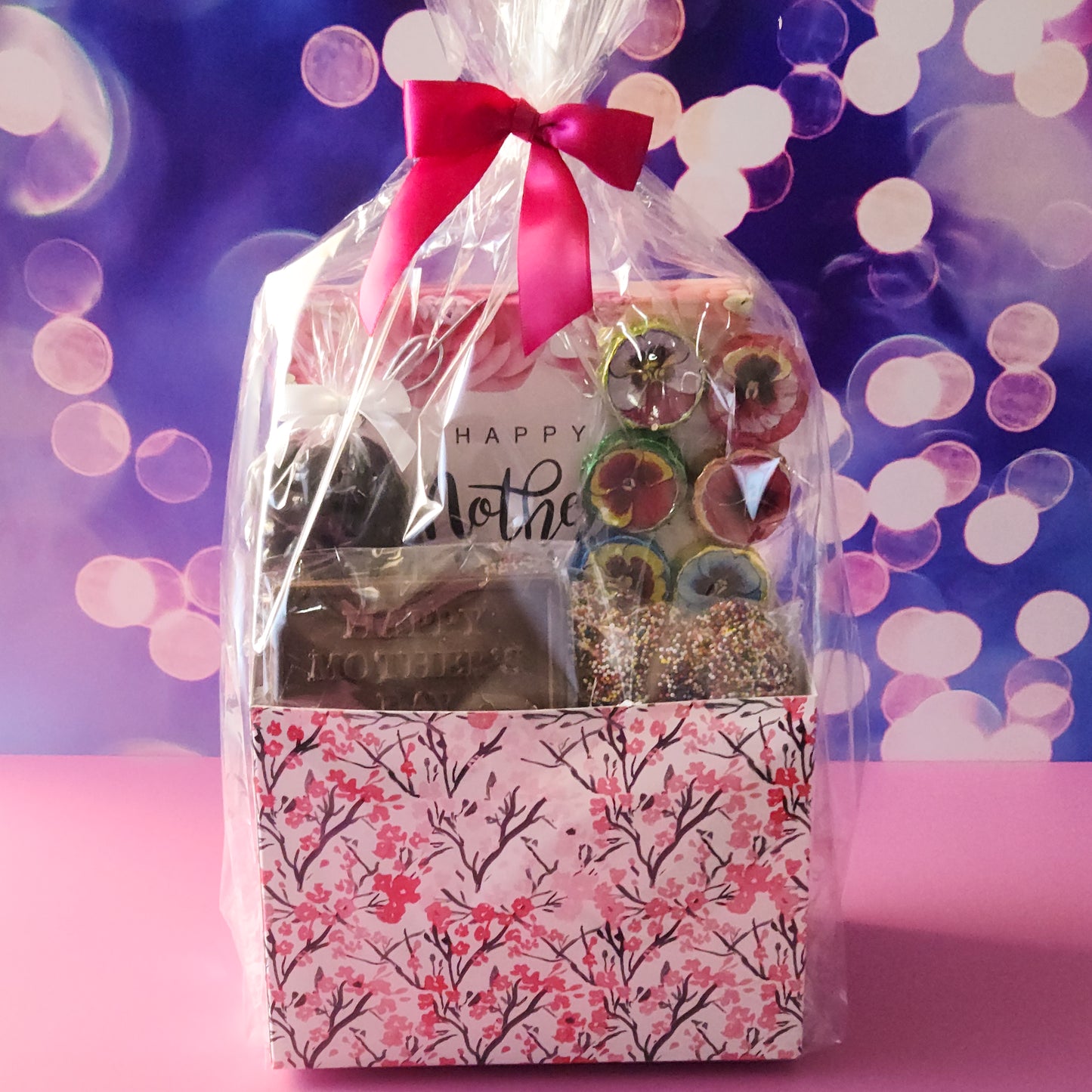 The perfect gift for mom. This basket is filled with all of mom's favorite candy!