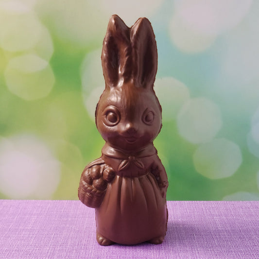Milk Chocolate Mrs. Bunny - Semi solid 3D milk chocolate bunny.