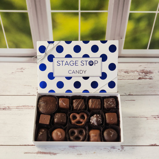 Nut, Crisp and Chew Half Layer Assortment. Packed with a delicious mix of milk and dark chocolates.