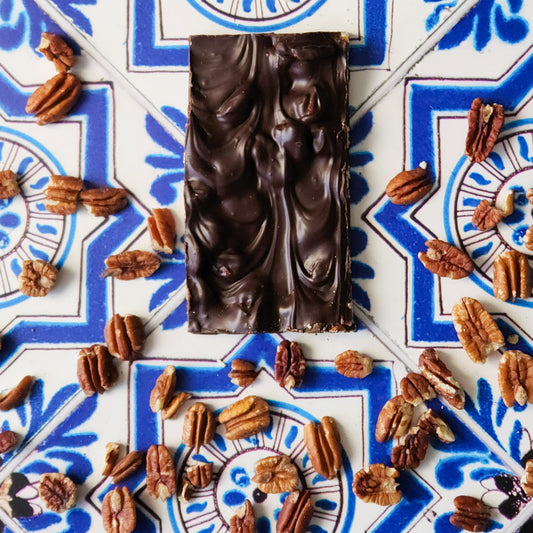 Dark Chocolate mixed with delicious pecan nuts