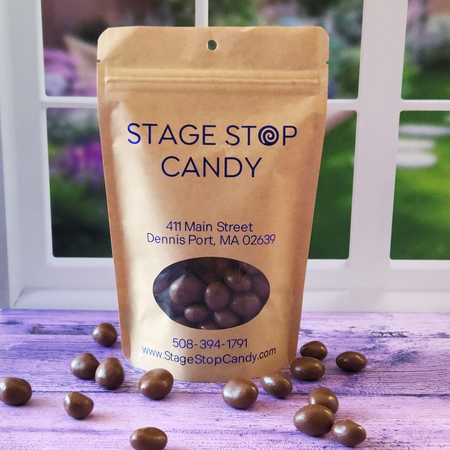 Raisins covered in Milk Chocolate
Packaged in a 6 ounce container.