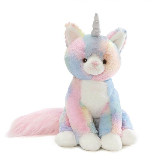 A cross between a cat and a unicorn, this caticorn stuffed animal is ready for hugs. Made by gund.