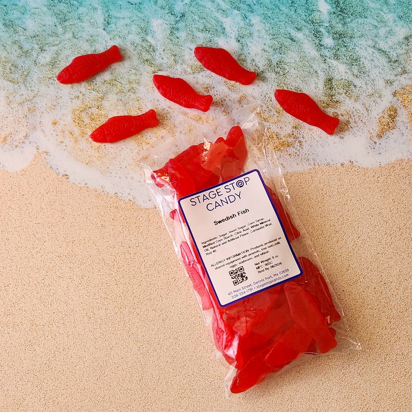 Our Swedish Fish are packed fresh and full of flavor! This 6 ounce bag is perfect for snacking.