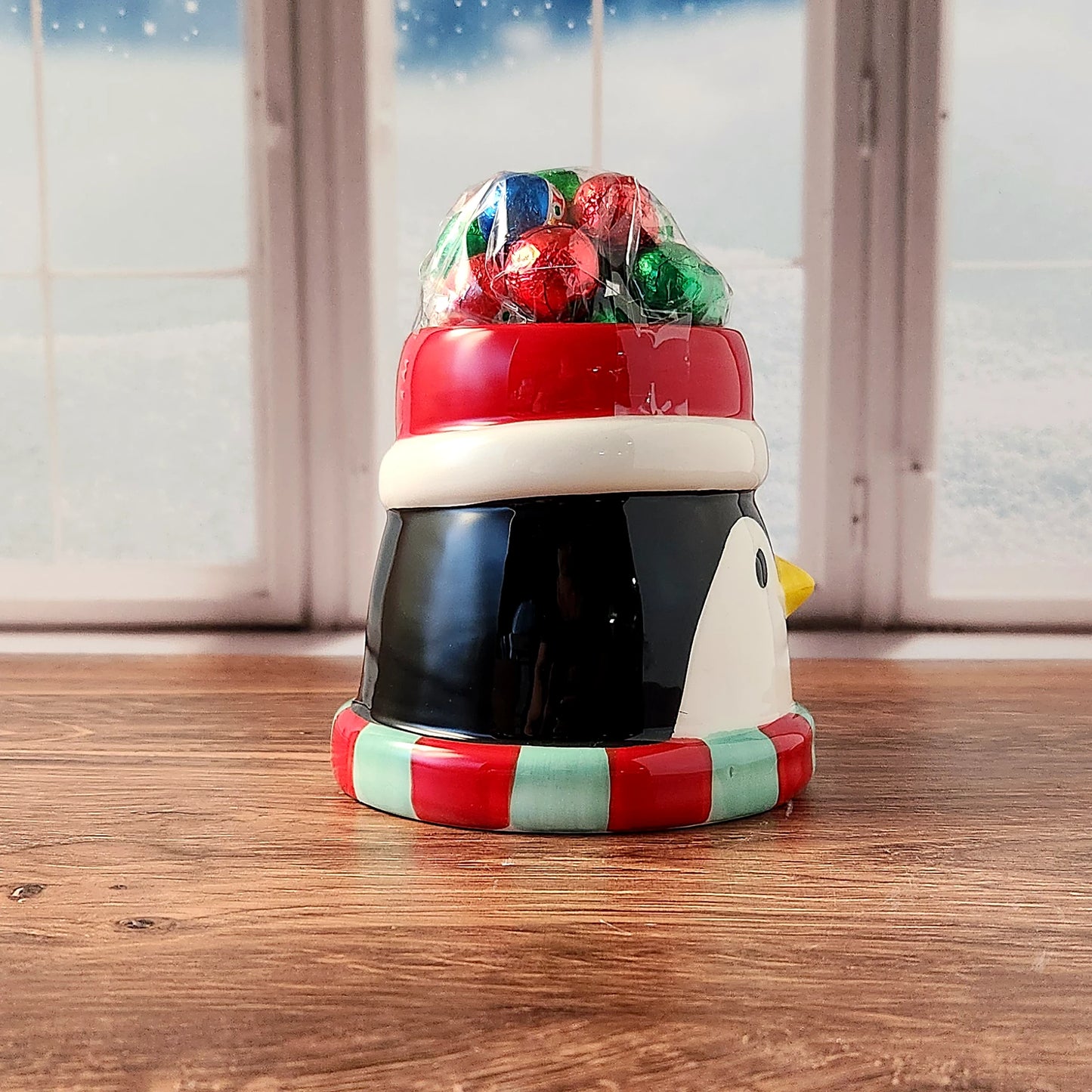 Whimsical Penguin Gift Mug with Chocolate