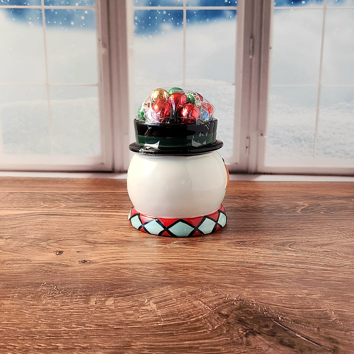 Whimsical Snowman Gift Mug with Chocolate
