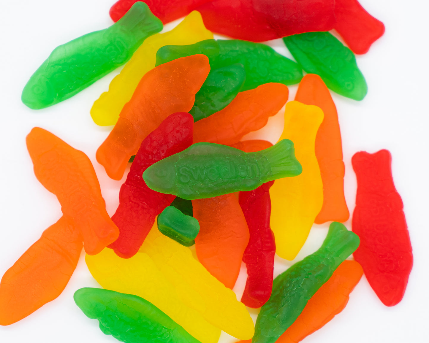 closeup of assorted swedish fish