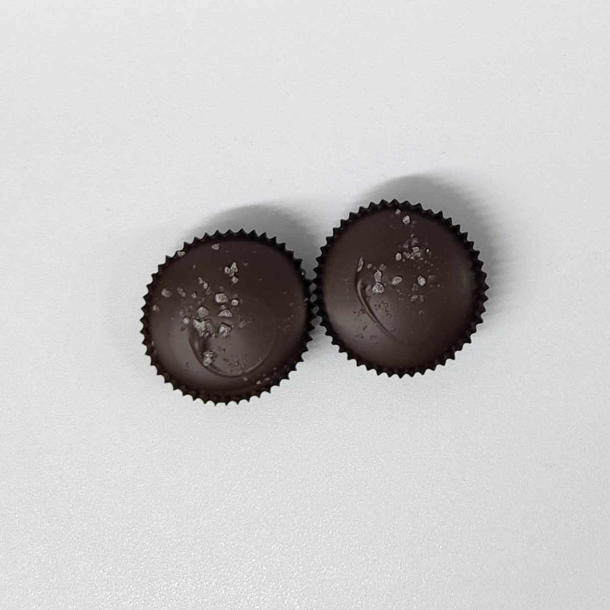 Dark Chocolate Sea Salt Caramel Cups made by Stage Stop Candy