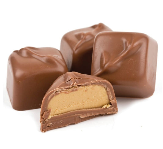 Creamy peanut butter covered in milk chocolate