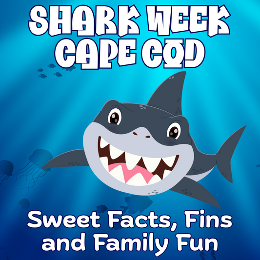 Cute cartoon shark for Shark Week on Cape Cod from Stage Stop Candy's blog