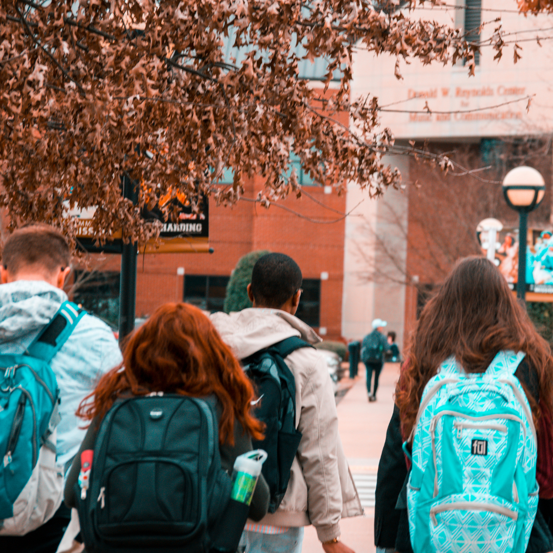 College students walking to get back-to-school candy care package