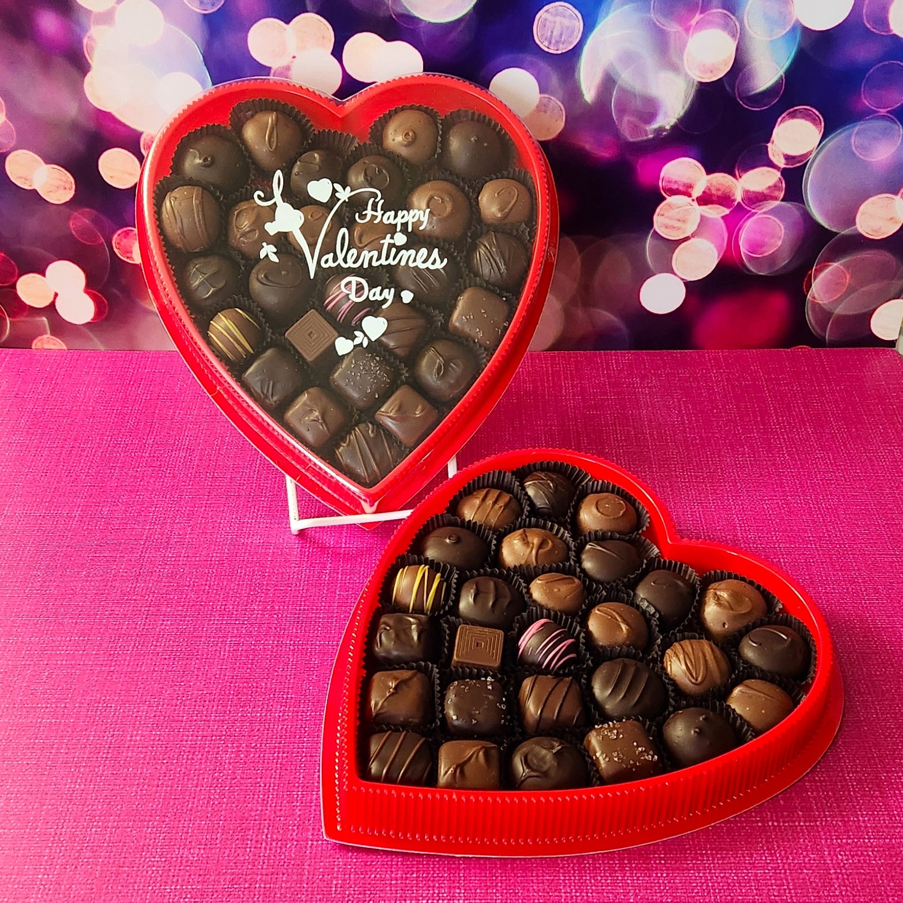 Chocolate Heart Box with Foiled Hearts