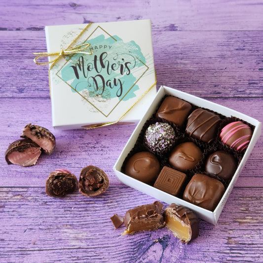 A great gift for mom. Assorted creams, caramels, and truffles. The perfect chocolate gift for Mothers day.