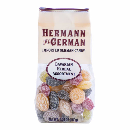 Discover the timeless taste of Hermann the German Bavarian Herbal Assortment, a carefully crafted mix of traditional herbal hard candies made using old-world German recipes. Each piece is infused with a unique blend of soothing herbs and botanicals, delivering a refreshing and aromatic flavor experience with every bite.