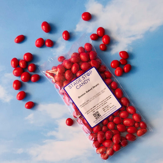 An old time classic candy.  Boston Baked Beans are a peanut coated in a sugar shell and colored red. Available in a 7 ounce bag.