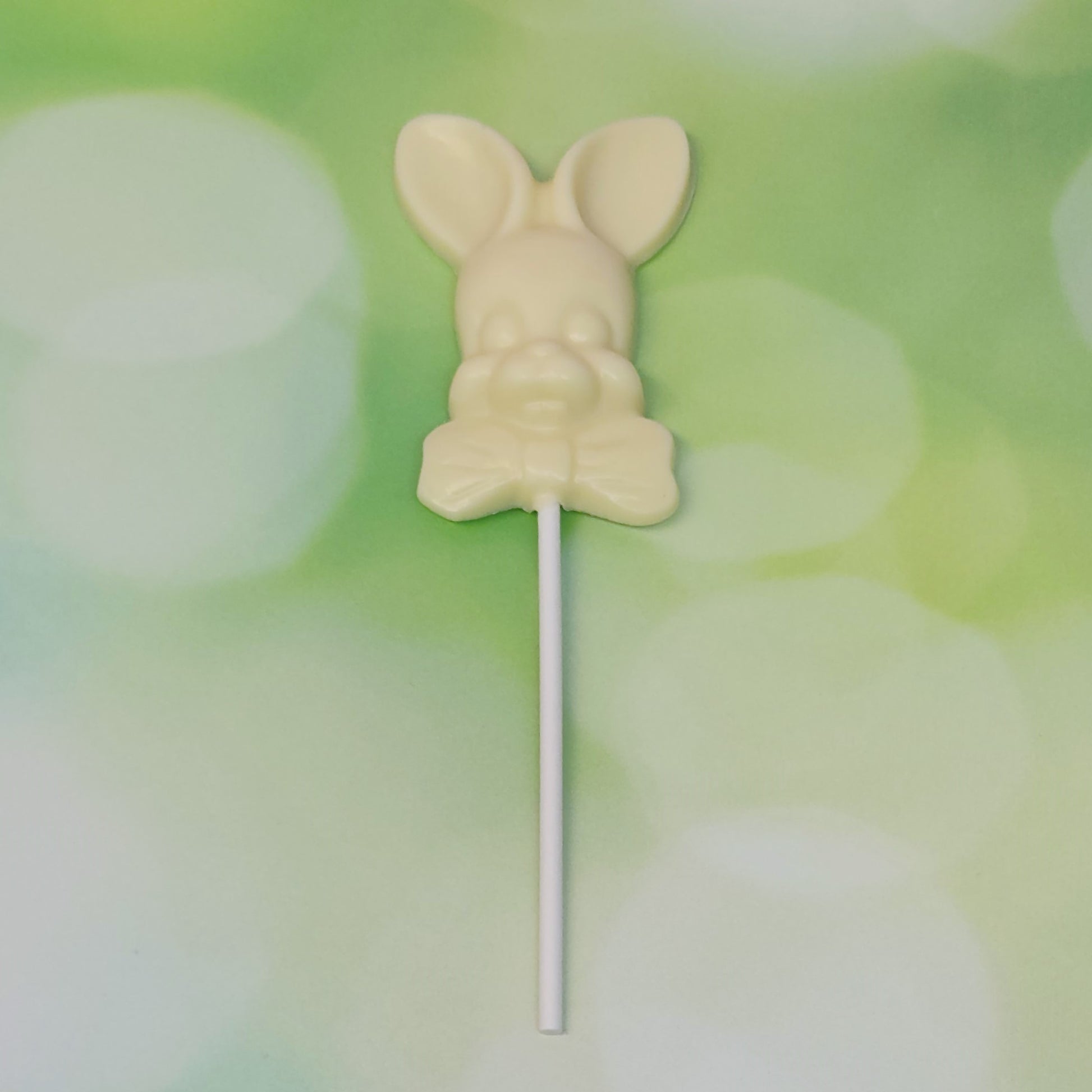 Bowtie bunny lollipop in white chocolate