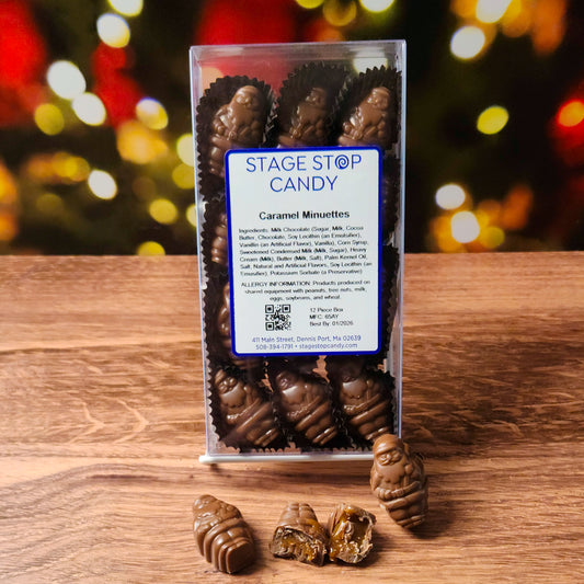 Make the season extra special with our Milk Chocolate Caramel Santas! Each adorable Santa is crafted from creamy milk chocolate and filled with luscious, buttery caramel for the ultimate holiday indulgence. Packed 12 to a box, these festive treats are perfect for sharing, gifting, or enjoying all to yourself