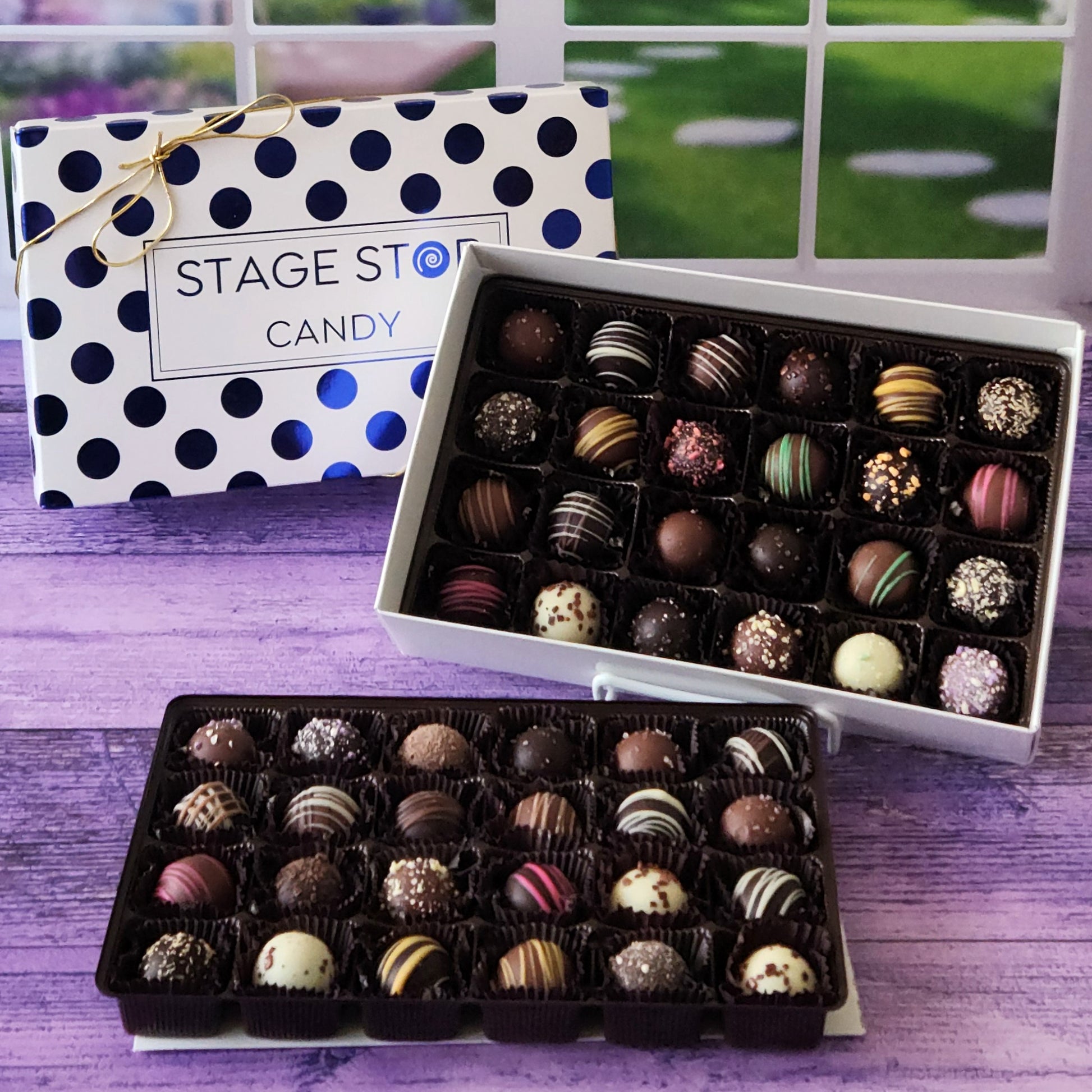 This 2 layer box contains 48 of your favorite truffles! Pick all your favorite flavors!