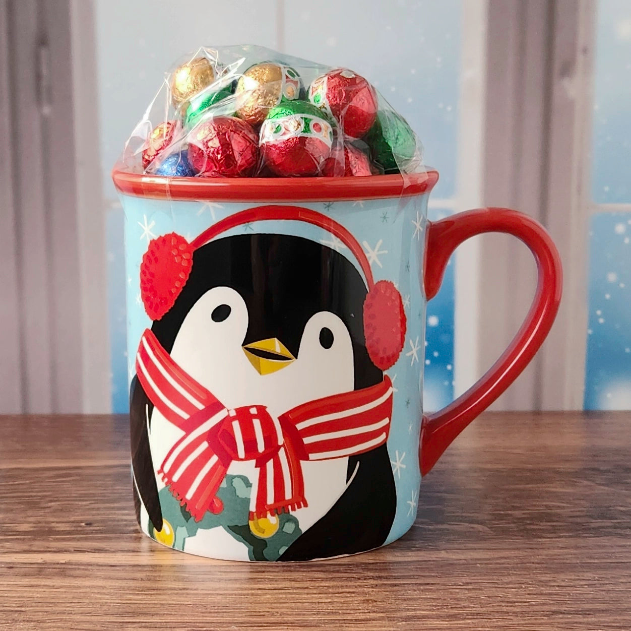 Christmas Penguin Gift Mug with Chocolates