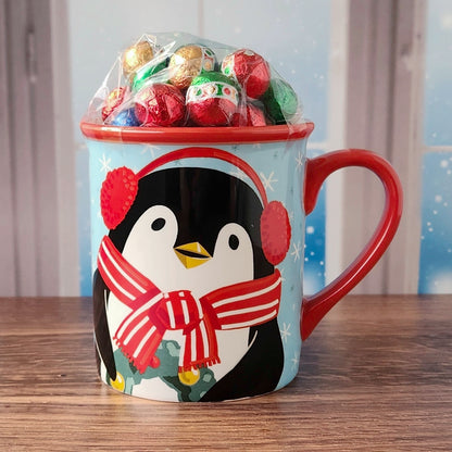 Christmas Penguin Gift Mug with Chocolates