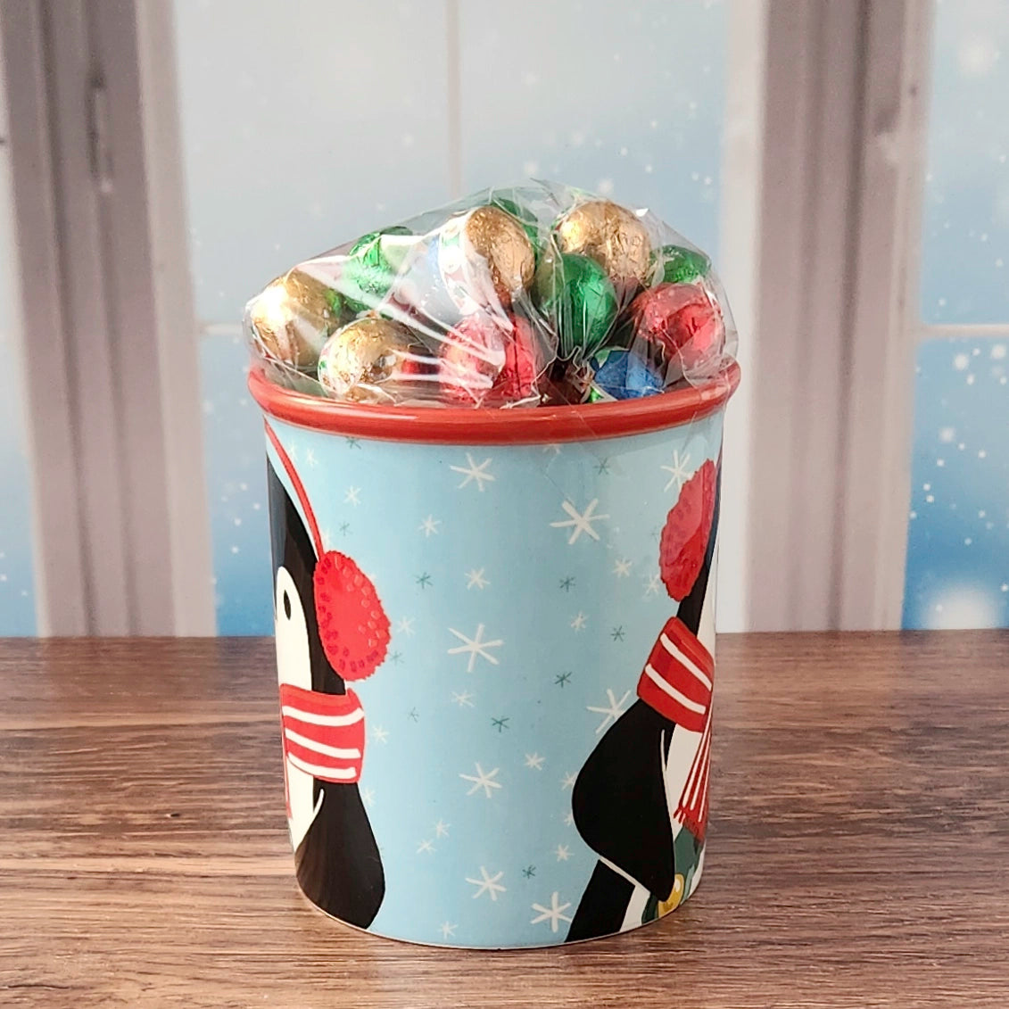 Christmas Penguin Gift Mug with Chocolates