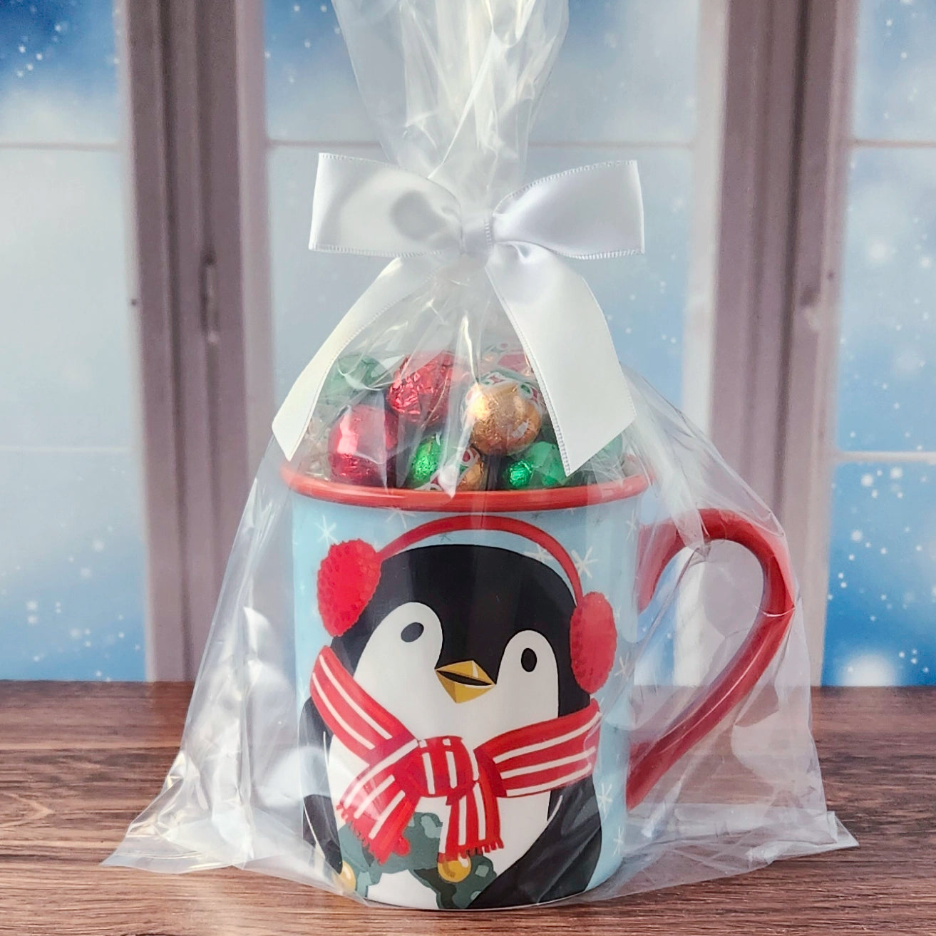Christmas Penguin Gift Mug with Chocolates