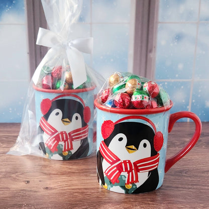 Christmas Penguin Gift Mug with Chocolates