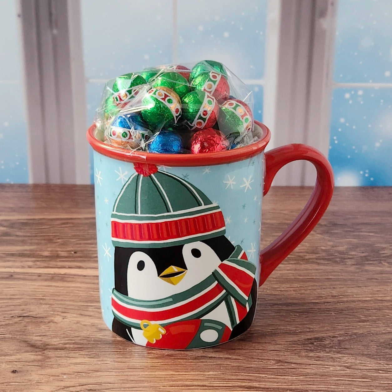 Christmas Penguin Gift Mug with Chocolates