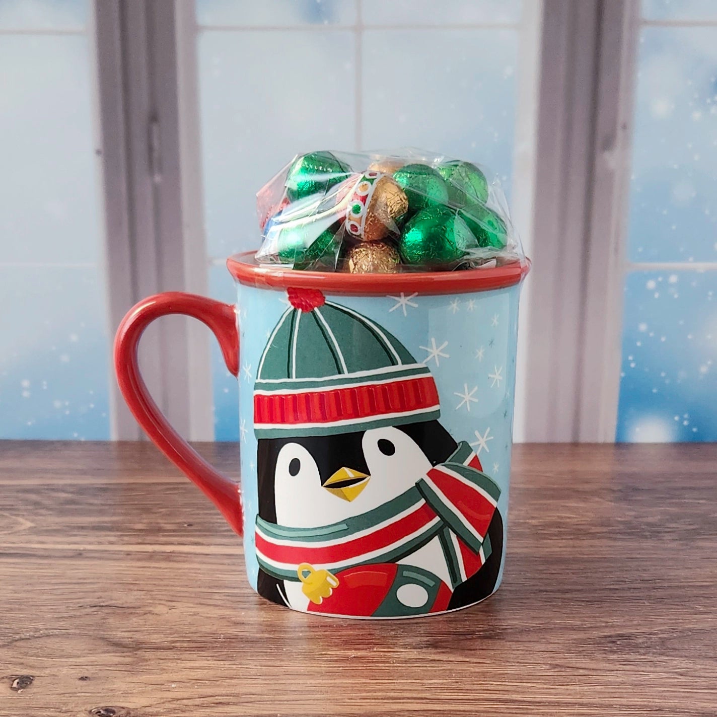 Christmas Penguin Gift Mug with Chocolates