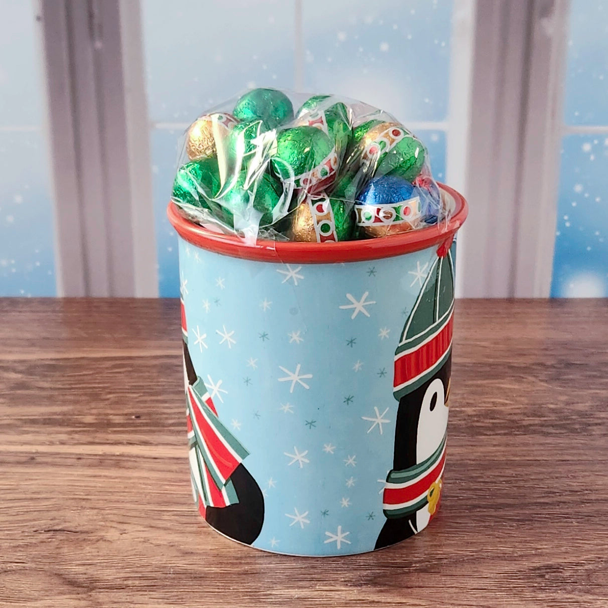 Christmas Penguin Gift Mug with Chocolates