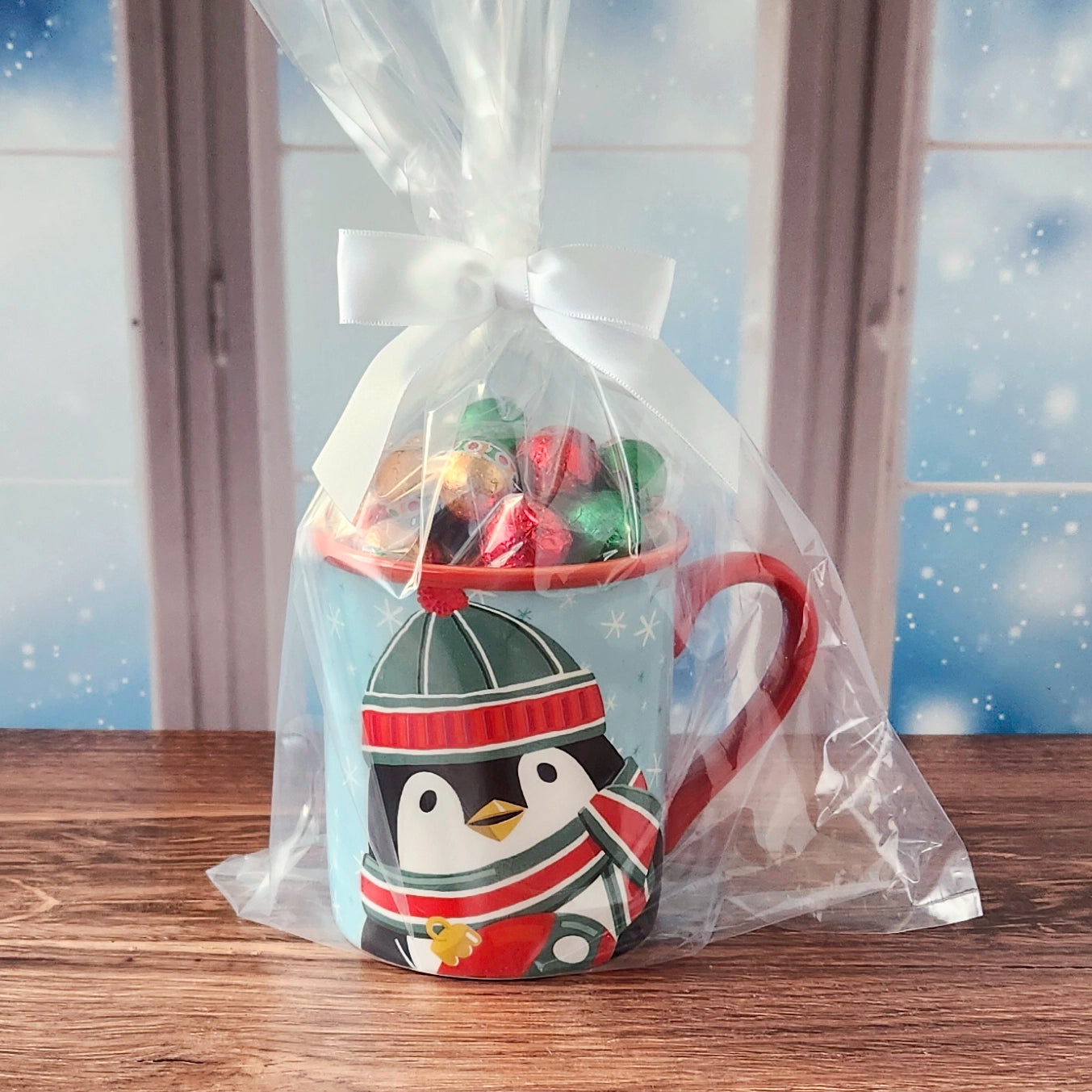 Christmas Penguin Gift Mug with Chocolates