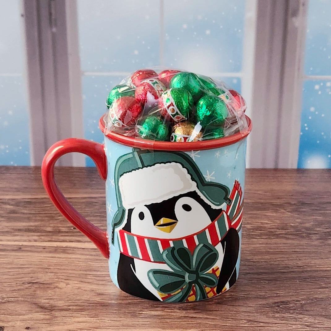 Christmas Penguin Gift Mug with Chocolates